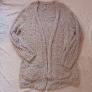 Free People Faux Fur Fuzzy Long Cardigan Sz. L